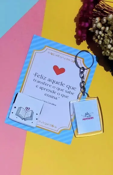Card com Chaveiro e Chocolate Cacau Show 5g- Professores