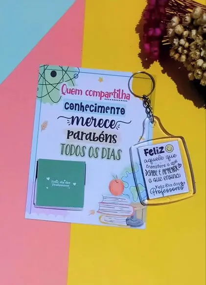 Card com Chaveiro e Chocolate Cacau Show 5g- Professores