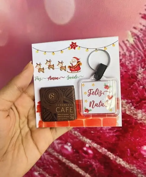 Card com Chaveiro e Tablete Cacau Show 5g- Natal