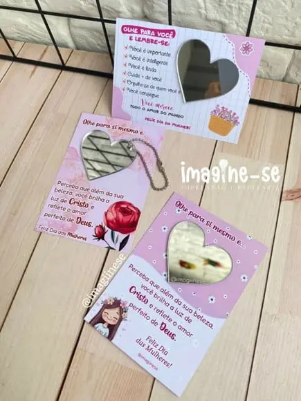 Card com Chaveiro Espelhinho- Dia da Mulher