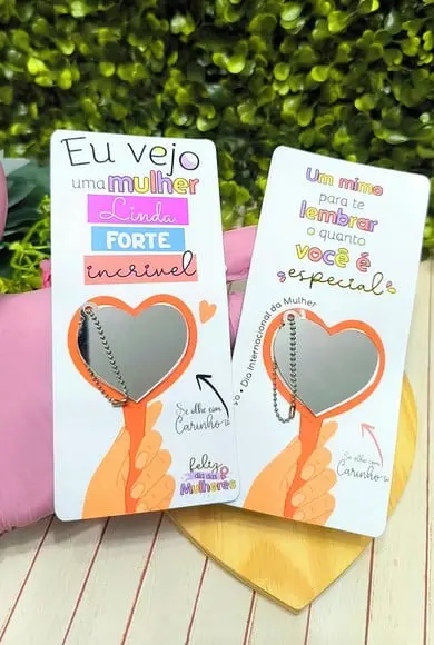 Card com Chaveiro Espelhinho- Dia da Mulher