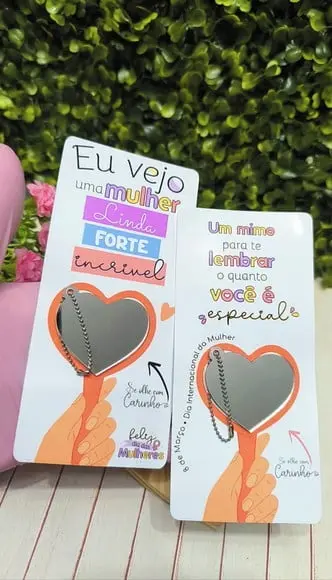 Card com Chaveiro Espelhinho- Dia da Mulher