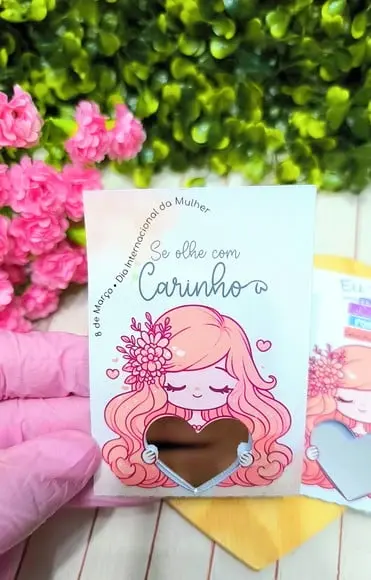 Card com Chaveiro Espelhinho- Dia da Mulher