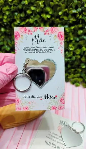 Card com Chaveiro Espelhinho- Dia das Mães