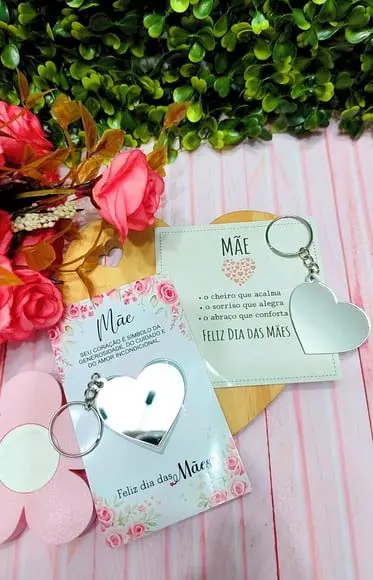 Card com Chaveiro Espelhinho- Dia das Mães