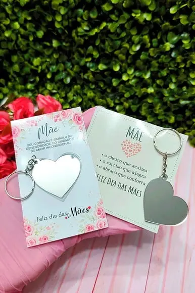 Card com Chaveiro Espelhinho- Dia das Mães