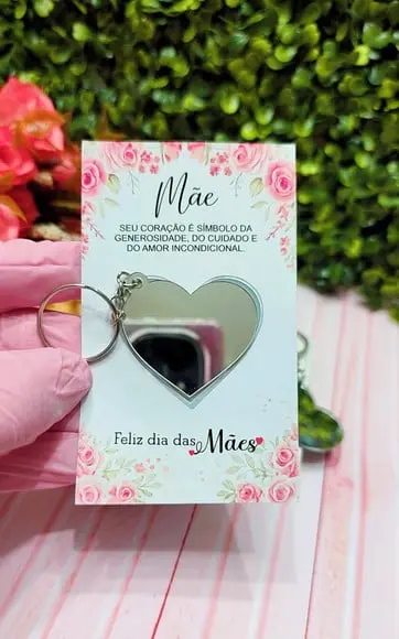 Card com Chaveiro Espelhinho- Dia das Mães