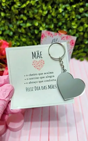 Card com Chaveiro Espelhinho- Dia das Mães