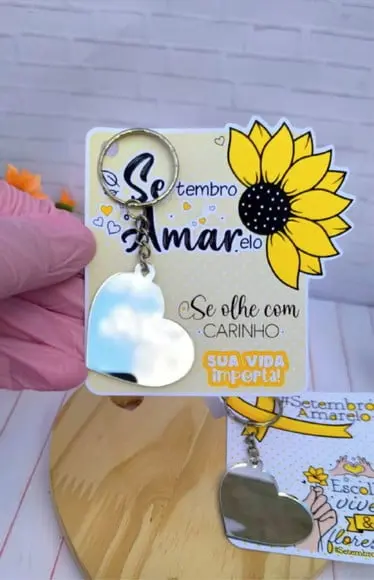 Card com Chaveiro Espelhinho- Setembro Amarelo
