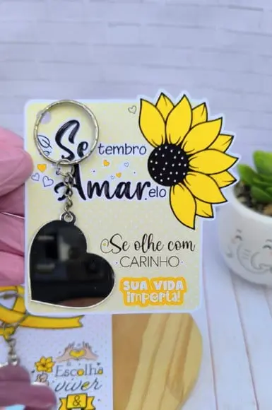 Card com Chaveiro Espelhinho- Setembro Amarelo