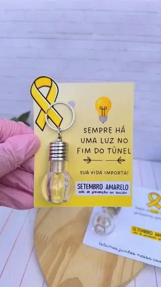 Card com Chaveiro Luz Lanterna- Setembro Amarelo