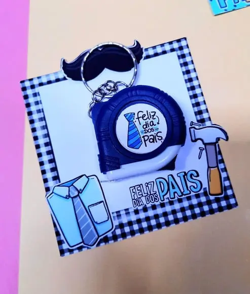 Card com Chaveiro Mini Trena 1m- Dia dos Pais