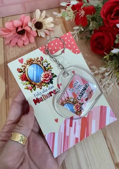 Card com Chaveiro- Dia da Mulher