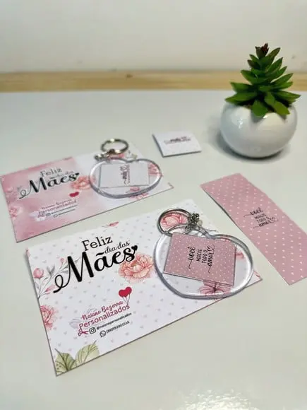 Card com Chaveiro- Dia das Mães