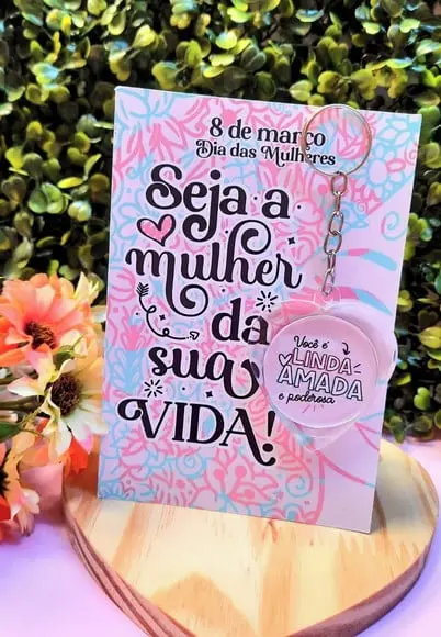 Card com Chaveiro- Dia da Mulher
