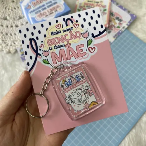 Card com Chaveiro- Dia das Mães
