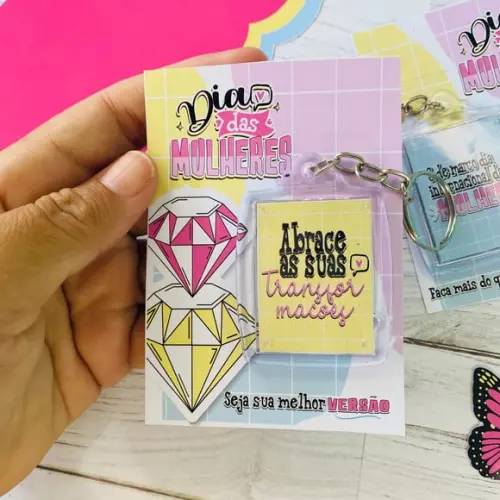 Card com Chaveiro- Dia das Mulheres