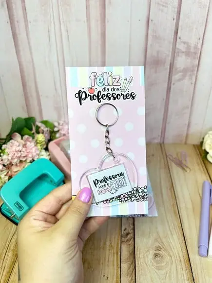 Card com Chaveiro- Dia dos Professores