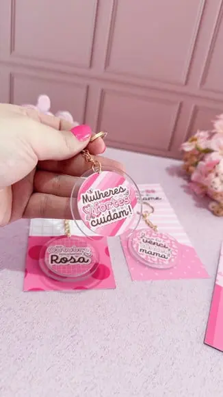 Card com Chaveiro- Outubro Rosa