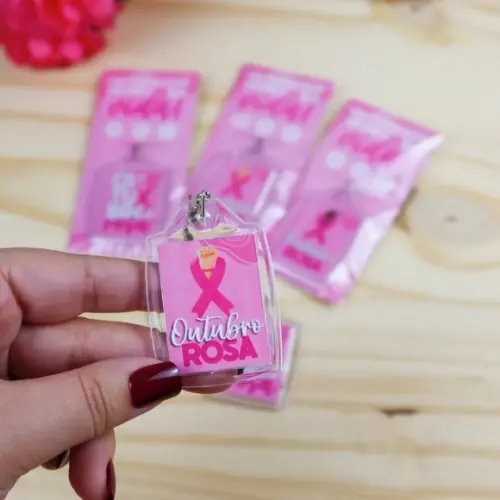 Card com Chaveiro- Outubro Rosa