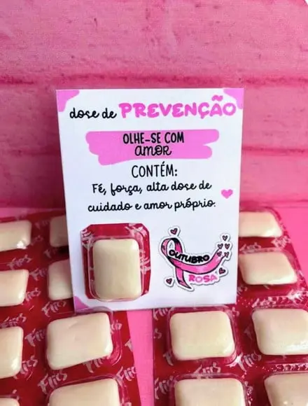 Card com Chiclete- Outubro Rosa