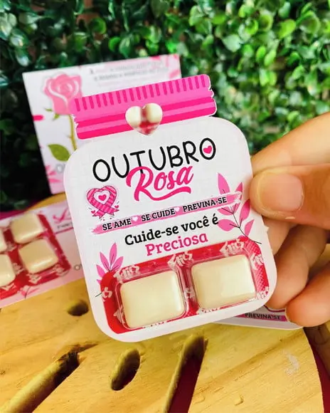 Card com Chiclete- Outubro Rosa