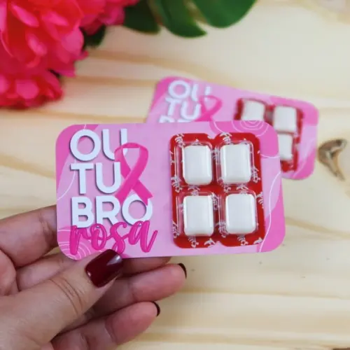 Card com Chiclete- Outubro Rosa