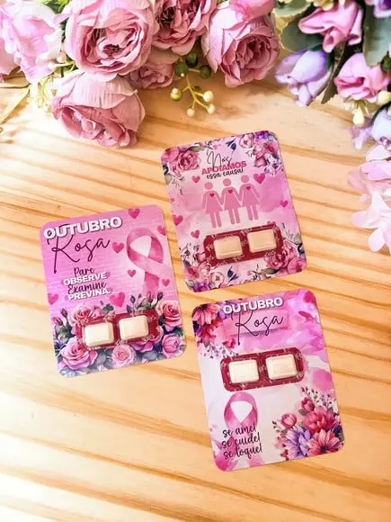 Card com Chiclete- Outubro Rosa
