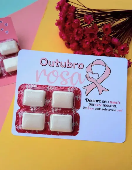 Card com Chiclete- Outubro Rosa