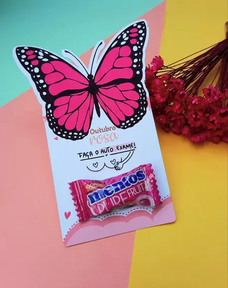 Card com Chiclete- Outubro Rosa