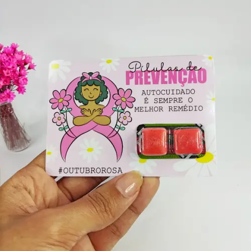 Card com Chiclete- Outubro Rosa