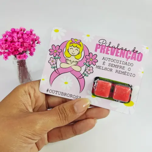 Card com Chiclete- Outubro Rosa