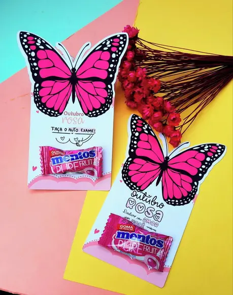 Card com Chiclete- Outubro Rosa