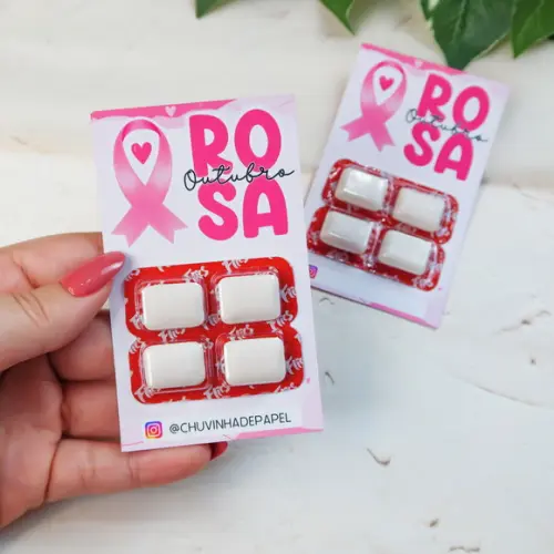 Card com Chiclete- Outubro Rosa