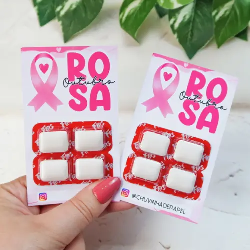Card com Chiclete- Outubro Rosa