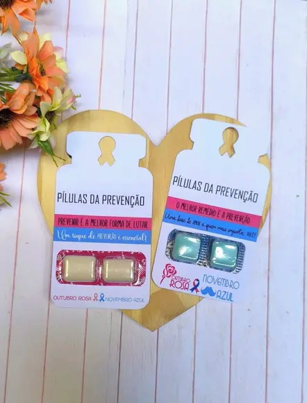 Card com Chiclete- Outubro Rosa e Novembro Azul