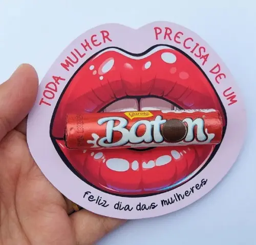 Card com Chocolate Baton- Dia da Mulher