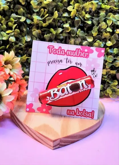 Card com Chocolate Baton- Dia da Mulher