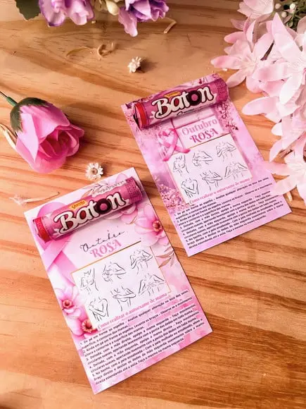 Card com Chocolate Baton- Outubro Rosa