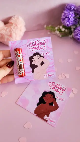 Card com Chocolate Baton- Outubro Rosa