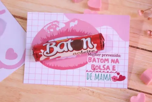 Card com Chocolate Baton- Outubro Rosa