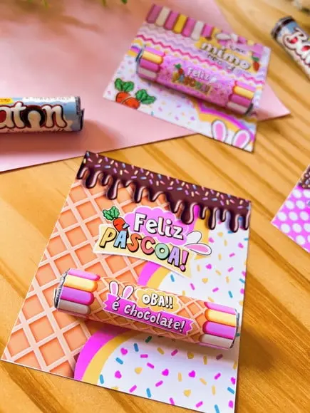 Card com Chocolate Baton- Páscoa