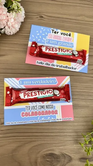 Card com Chocolate Prestígio 33g- Dia do Trabalho