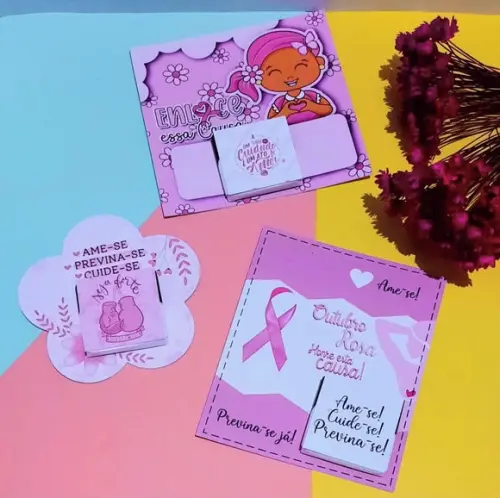 Card com Chocolatinho Cacau Show 5g- Outubro Rosa