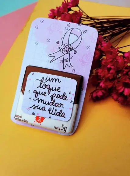 Card com Chocolatinho Cacau Show 5g- Outubro Rosa