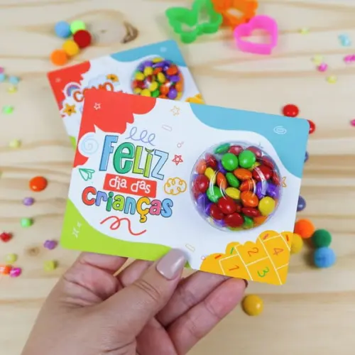 Card com Coloreti (chocolatinhos)- Dia das Crianças