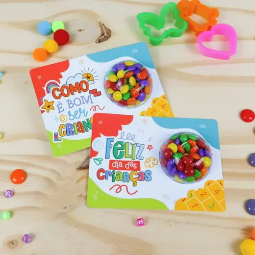 Card com Coloreti (chocolatinhos)- Dia das Crianças