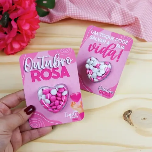 Card com Coloreti (confeti Chocolate)- Outubro Rosa
