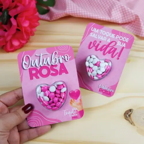 Card com Coloreti (confeti Chocolate)- Outubro Rosa