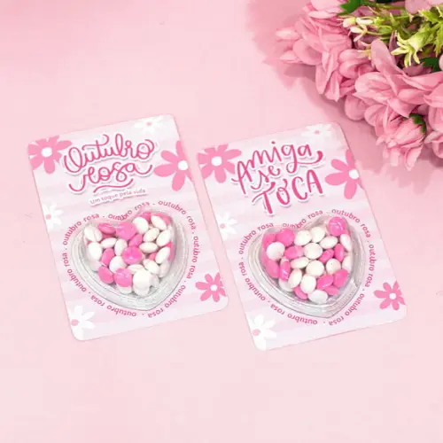 Card com Coloreti (confeti)- Outubro Rosa